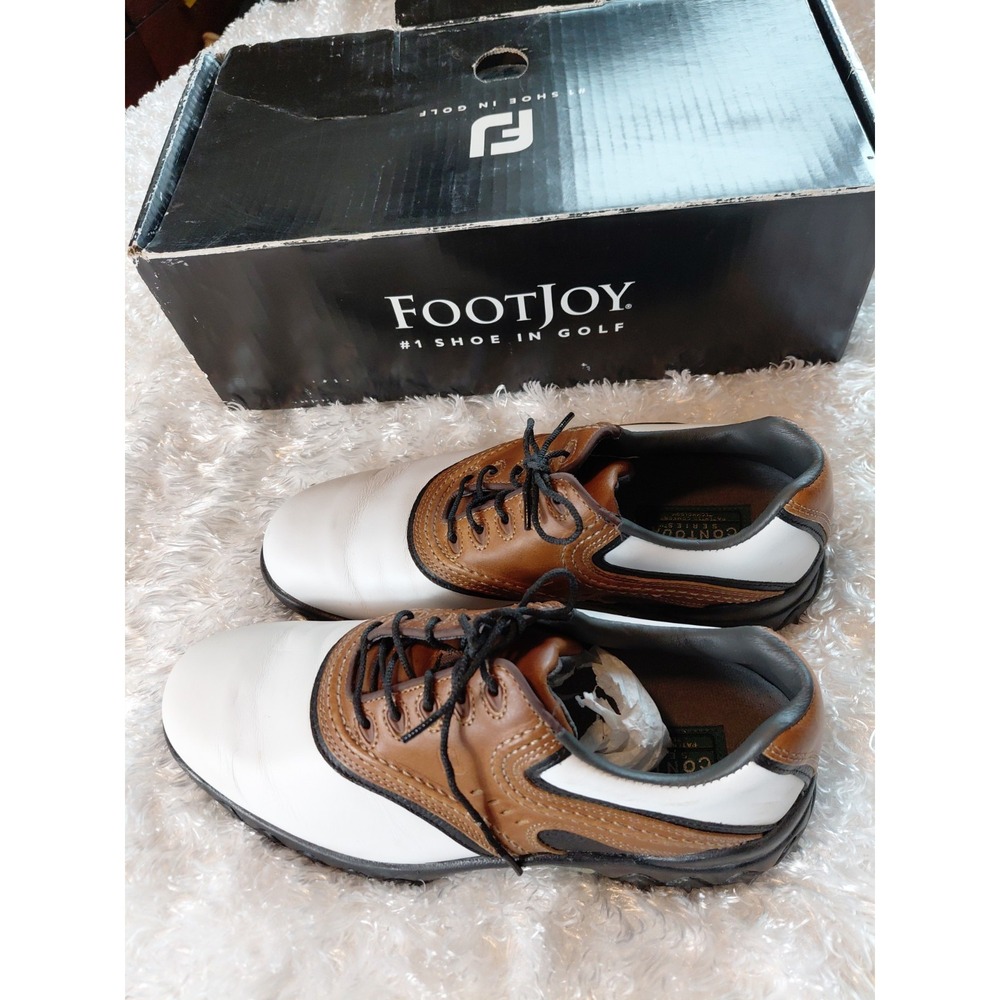FootJoy Contour Golf Shoes FJ#54002 (White/Brown/Black) Men's Size 7 Preppy